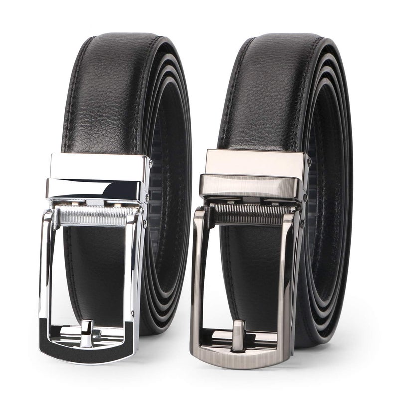 WERFORU Men's Ratchet Belts, 2 Pack Leather Belts for Men Dress and Casual with Automatic Buckle - Image 1